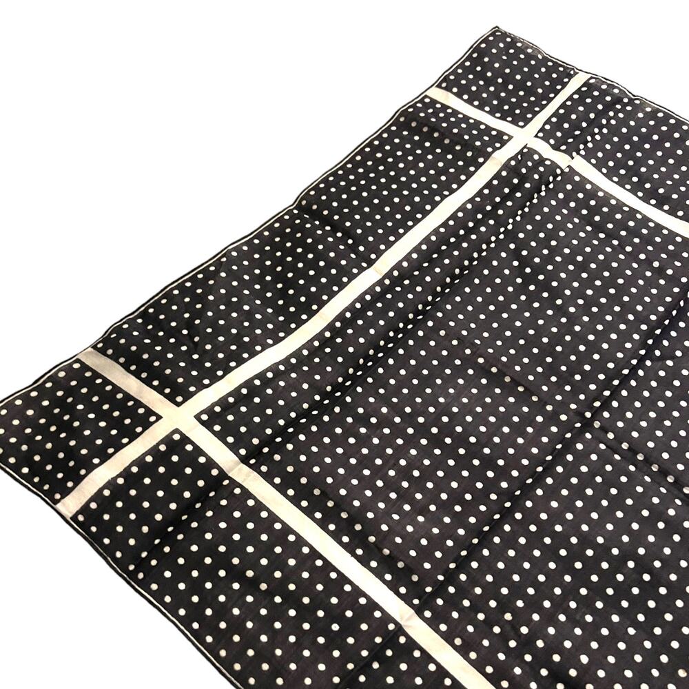 Vintage Blue And White Polka Dot Square Scarf 50s Cottagecore Mid Century